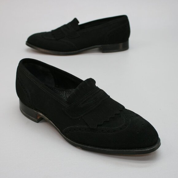 Johnston & Murphy Men\'s 10 C Narrow Aristocraft Black Kiltie Loafers Shoes - USA